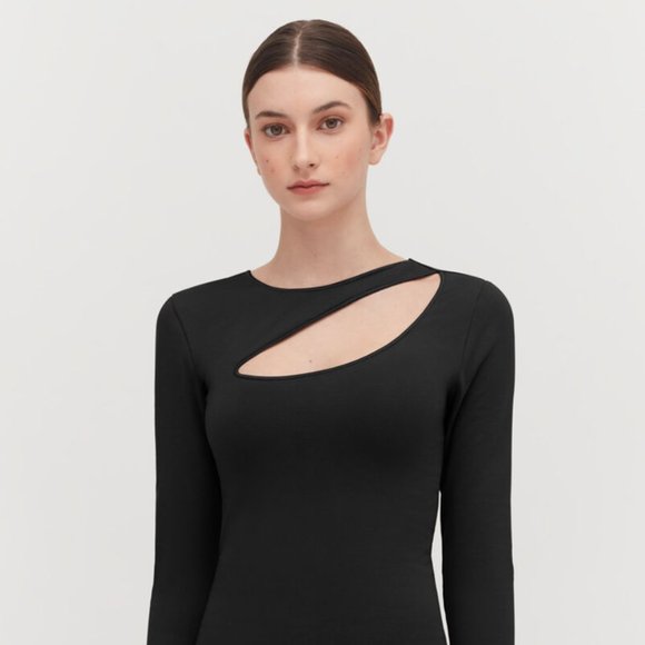 Cuyana Asymmetrical Stretch Long Sleeve Tee - Picture 1 of 5